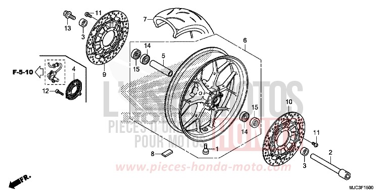 ROUE AVANT de CBR600RR ABS VIBRANT ORANGE (YR250) 2013